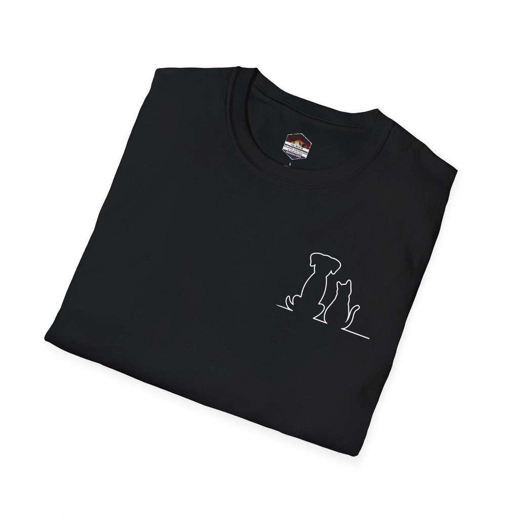 Dog and Cat Outline Tee — Minimal Pet Silhouette T-Shirt