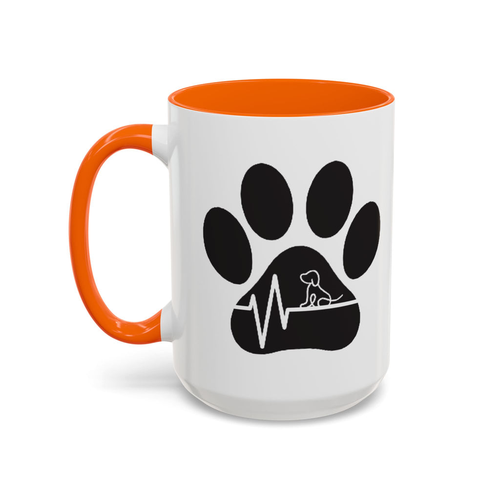 Dog Paw Heartbeat Coffee Mug — Pet Lover Accent Mug (11/15oz)
