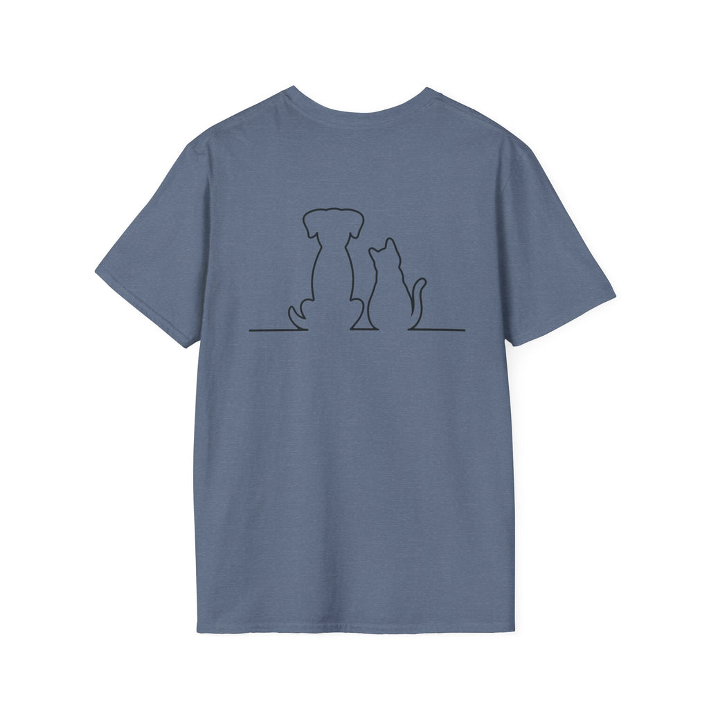 Dog and Cat Outline Tee — Minimal Pet Silhouette T-Shirt