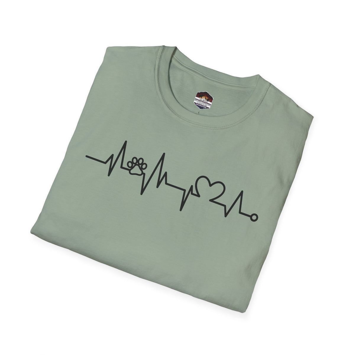 Heartbeat Paw & Heart T-Shirt — Pet Lover EKG Tee