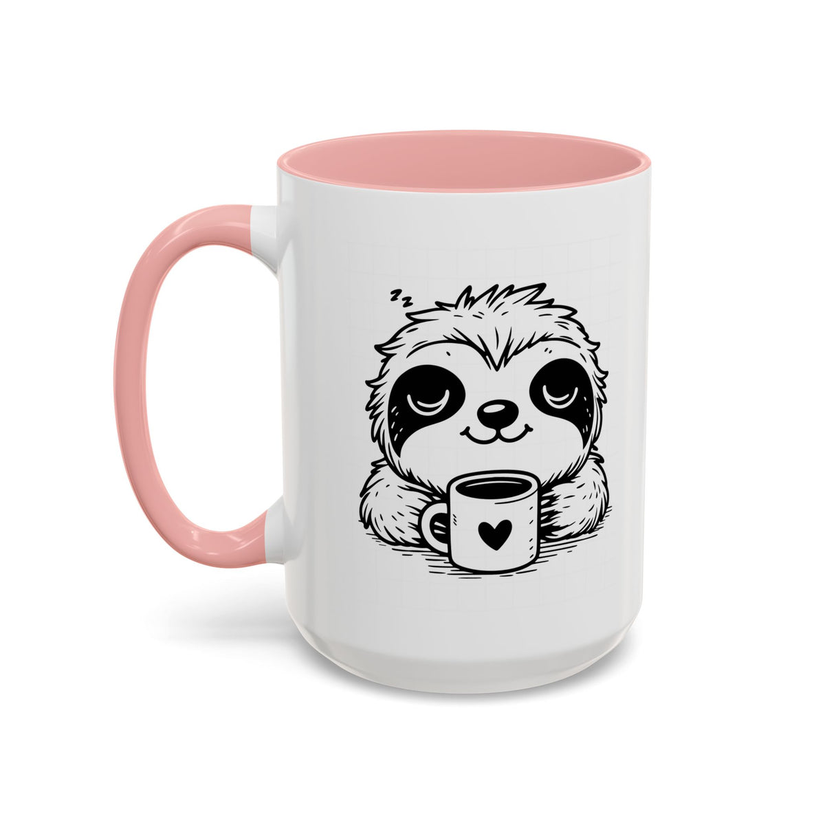 Cute Sloth Coffee Mug (Accent, 11/15oz) — Adorable Cartoon Sloth Holding Coffee Cup