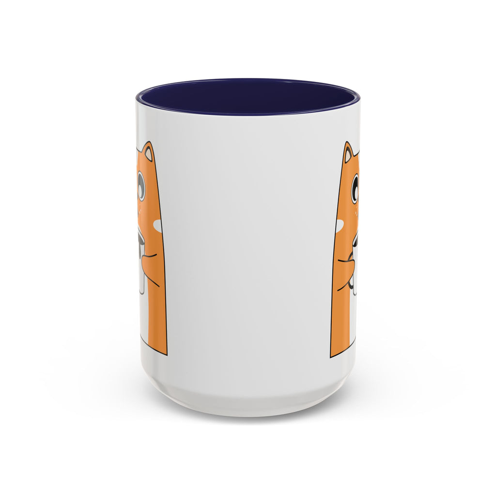 Sleepy Cat Accent Mug — 11/15oz Coffee Cup with Cat Design
