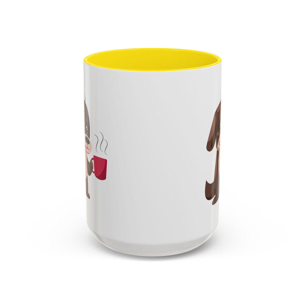 Cute Coffee Dog Mug — Adorable Puppy Holding Coffee Accent Mug (11/15 oz)