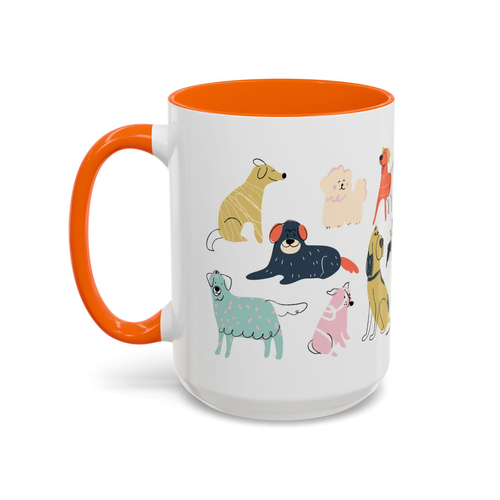 Dog Pattern Accent Coffee Mug — Cute Colorful Dog Breed Illustration (11/15 oz)