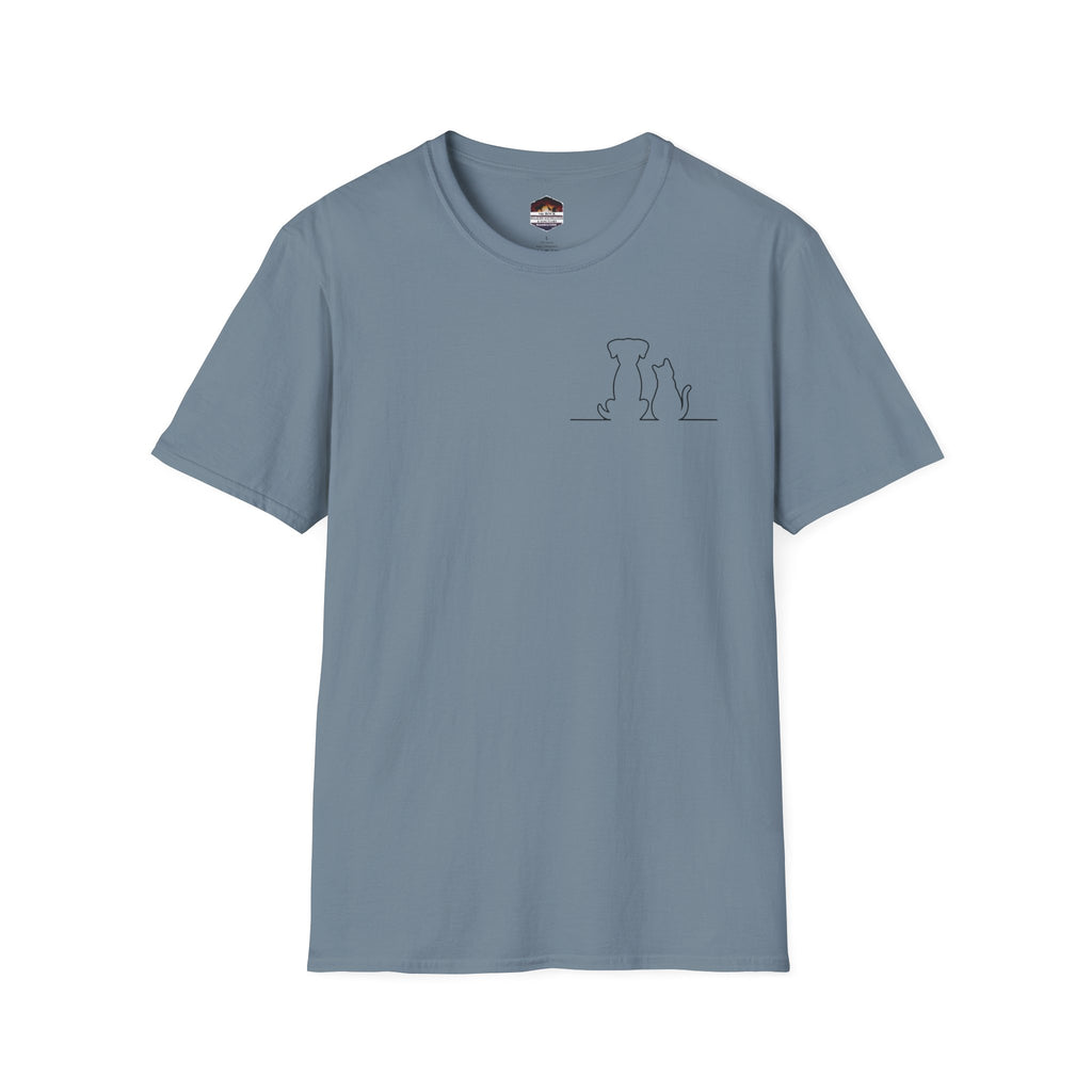 Dog and Cat Outline Tee — Minimal Pet Silhouette T-Shirt