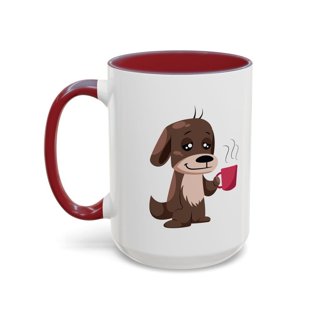 Cute Coffee Dog Mug — Adorable Puppy Holding Coffee Accent Mug (11/15 oz)