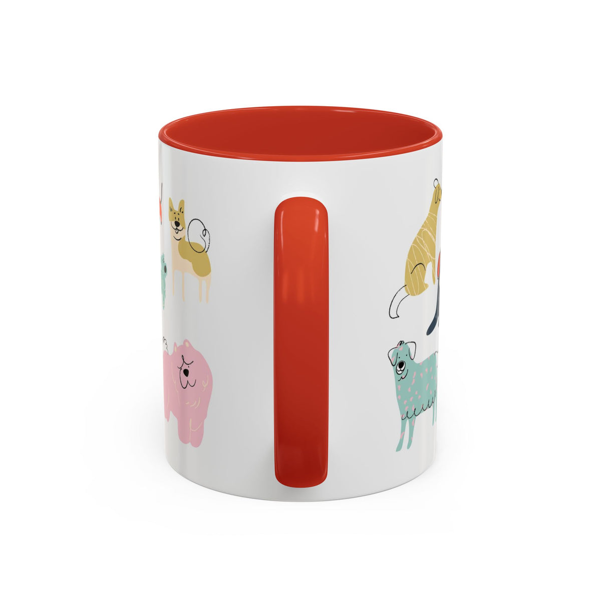 Dog Pattern Accent Coffee Mug — Cute Colorful Dog Breed Illustration (11/15 oz)