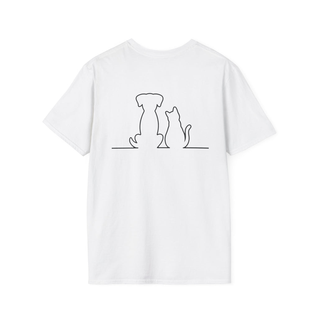 Dog and Cat Outline Tee — Minimal Pet Silhouette T-Shirt