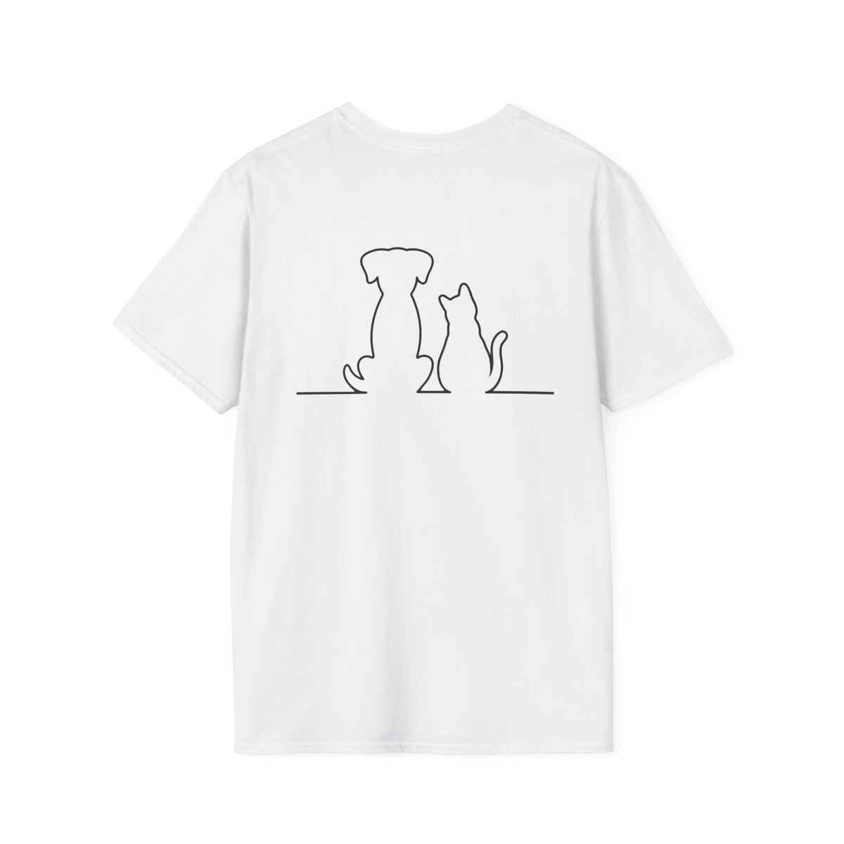 Dog and Cat Outline Tee — Minimal Pet Silhouette T-Shirt