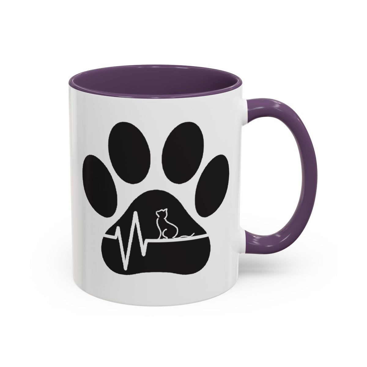 Cat Paw Heartbeat Coffee Mug — Pet Lover Accent Mug (11/15oz)