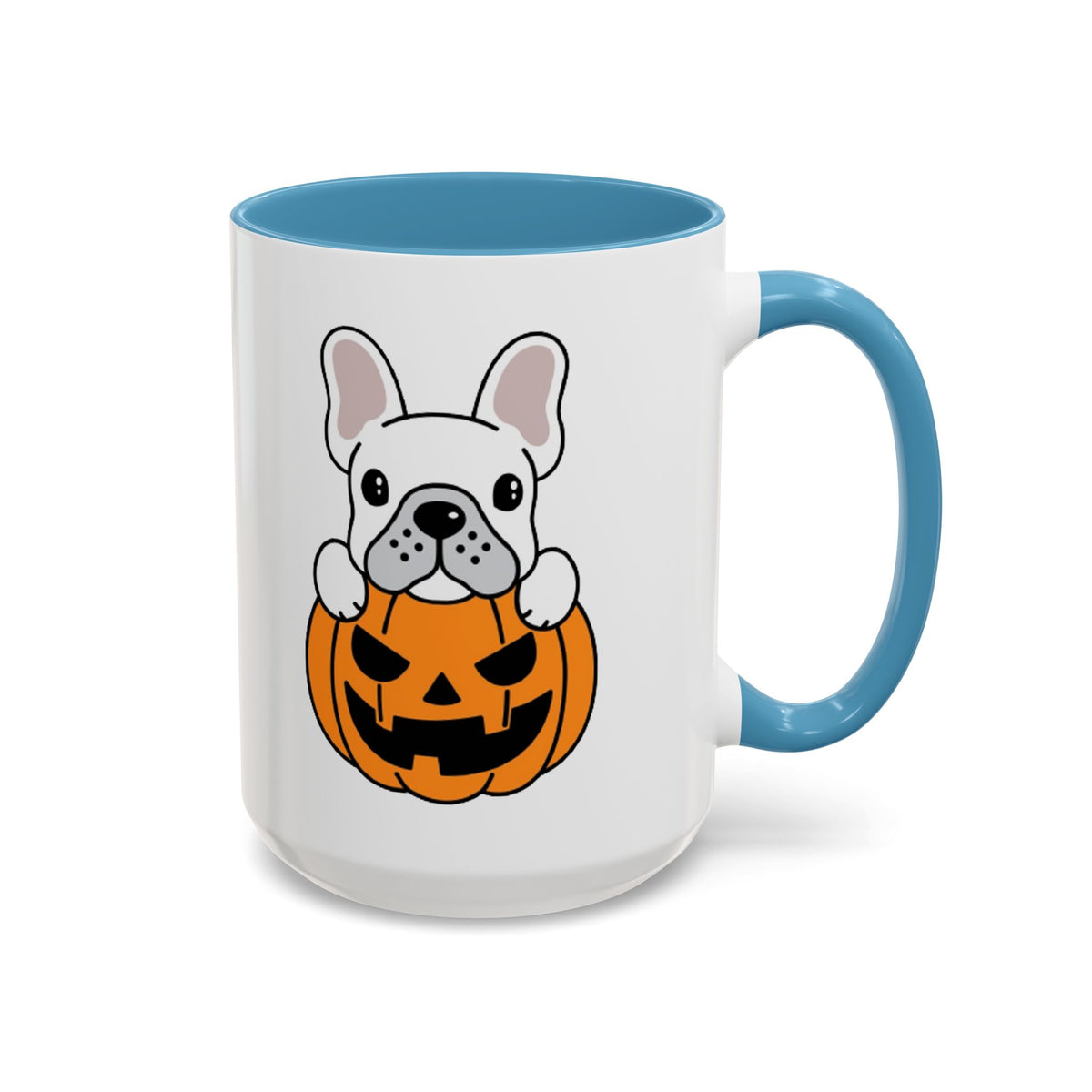 French Bulldog Halloween Coffee Mug – Cute Pup Peeking from Jack-o'-Lantern Accent Mug (11/15oz)