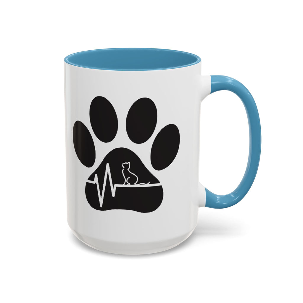 Cat Paw Heartbeat Coffee Mug — Pet Lover Accent Mug (11/15oz)