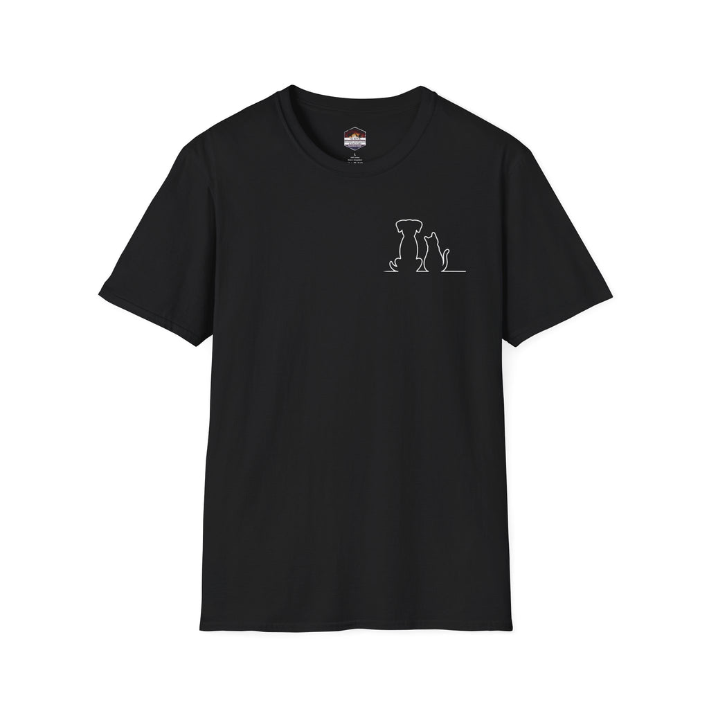 Dog and Cat Outline Tee — Minimal Pet Silhouette T-Shirt