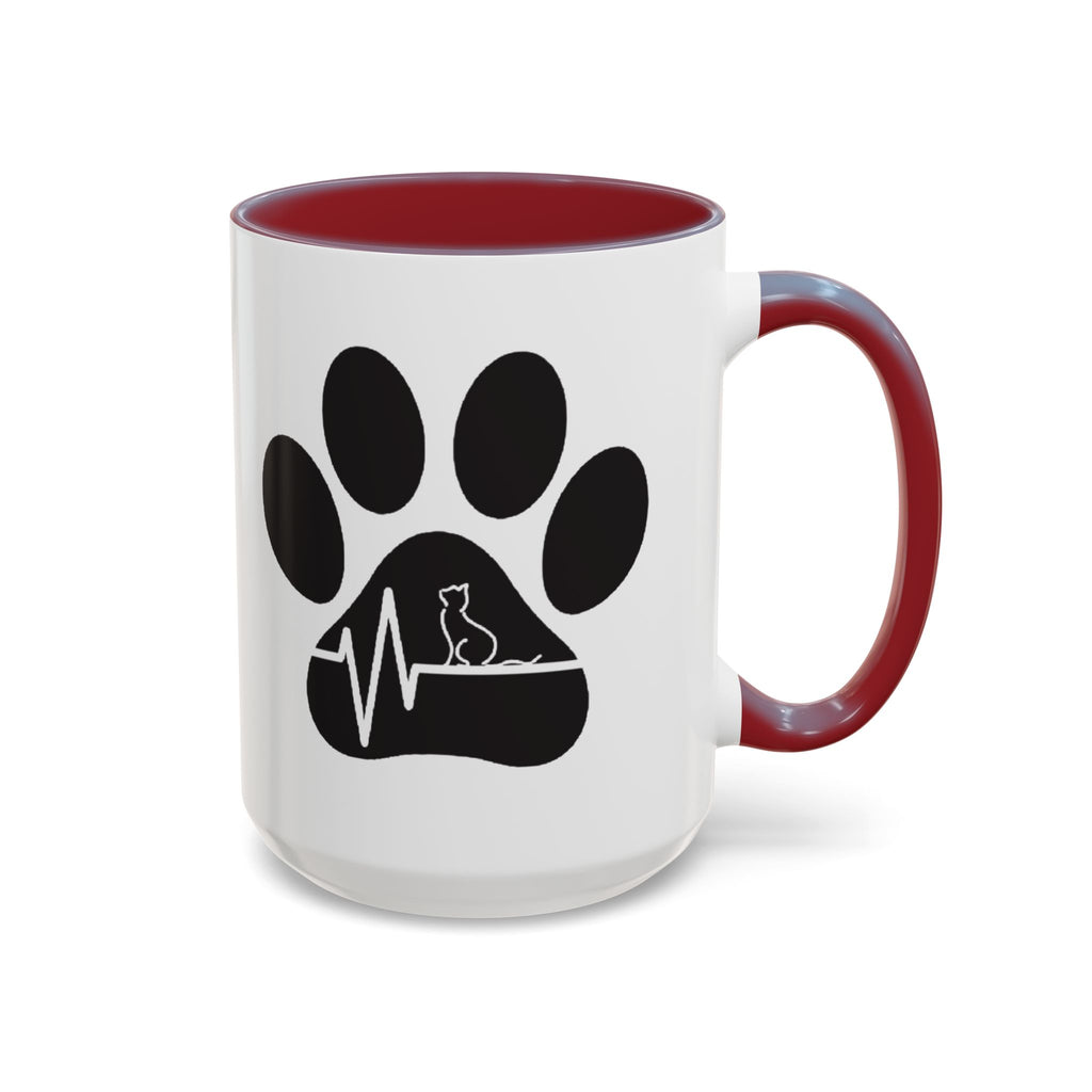 Cat Paw Heartbeat Coffee Mug — Pet Lover Accent Mug (11/15oz)