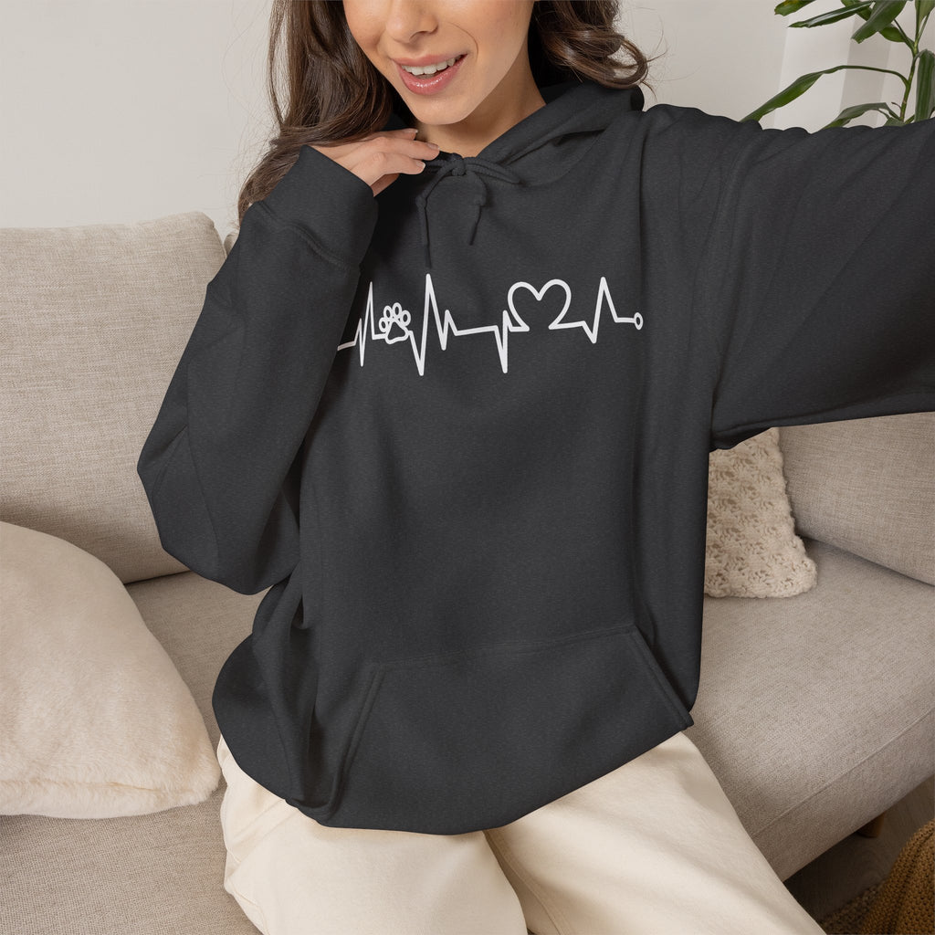 Nurse Heartbeat Hoodie – EKG Pulse with Stethoscope & Heart Graphic