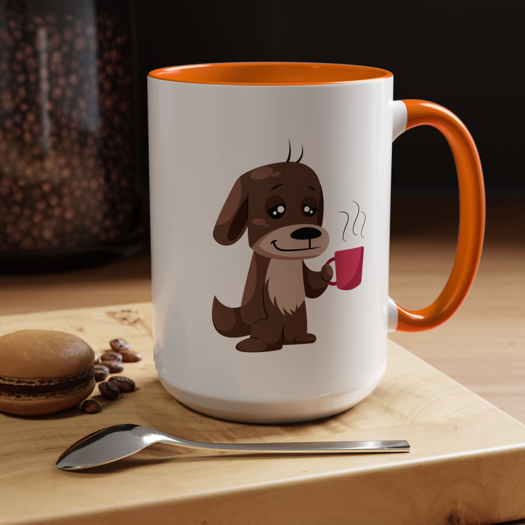 Cute Coffee Dog Mug — Adorable Puppy Holding Coffee Accent Mug (11/15 oz)