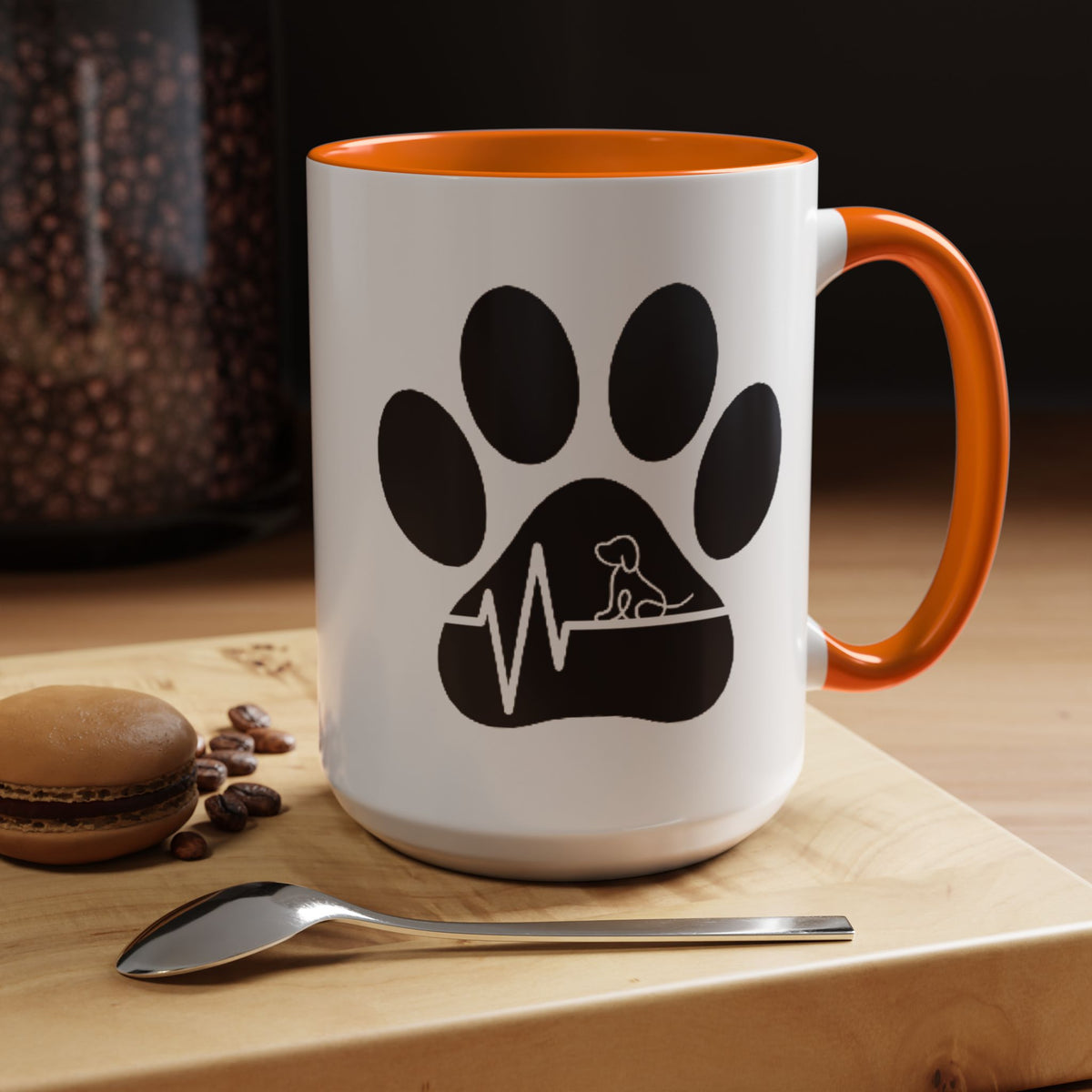 Dog Paw Heartbeat Coffee Mug — Pet Lover Accent Mug (11/15oz)