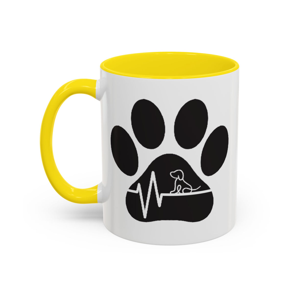 Dog Paw Heartbeat Coffee Mug — Pet Lover Accent Mug (11/15oz)