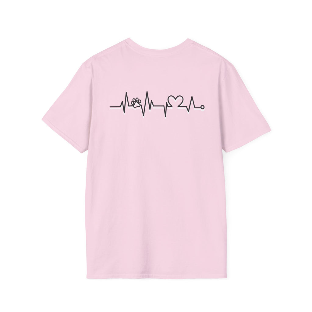T-Shirt — Paw & Heartbeat EKG Design (Pet Lover Tee)