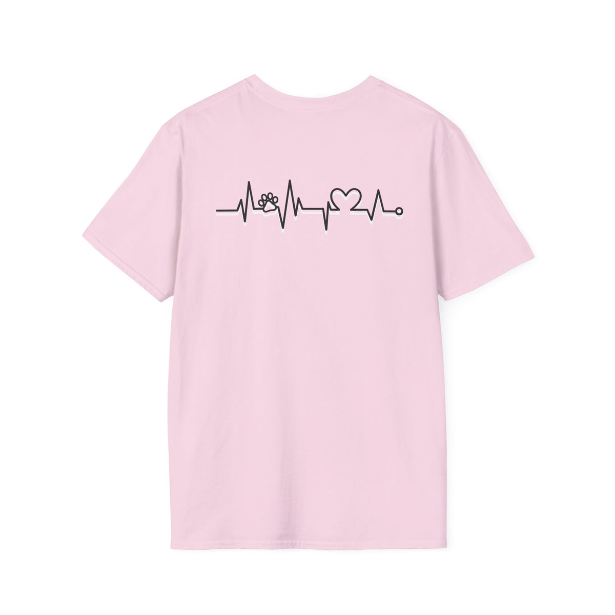 T-Shirt — Paw & Heartbeat EKG Design (Pet Lover Tee)