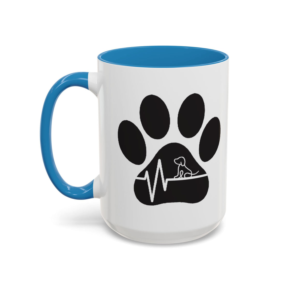 Dog Paw Heartbeat Coffee Mug — Pet Lover Accent Mug (11/15oz)