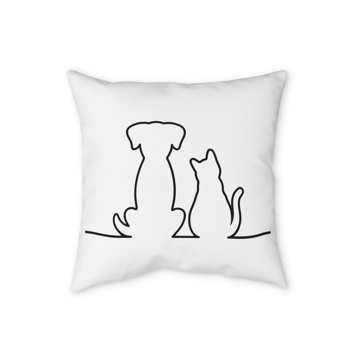 Pet Silhouette Pillowcase — Dog and Cat Line Art Decorative Throw Pillow