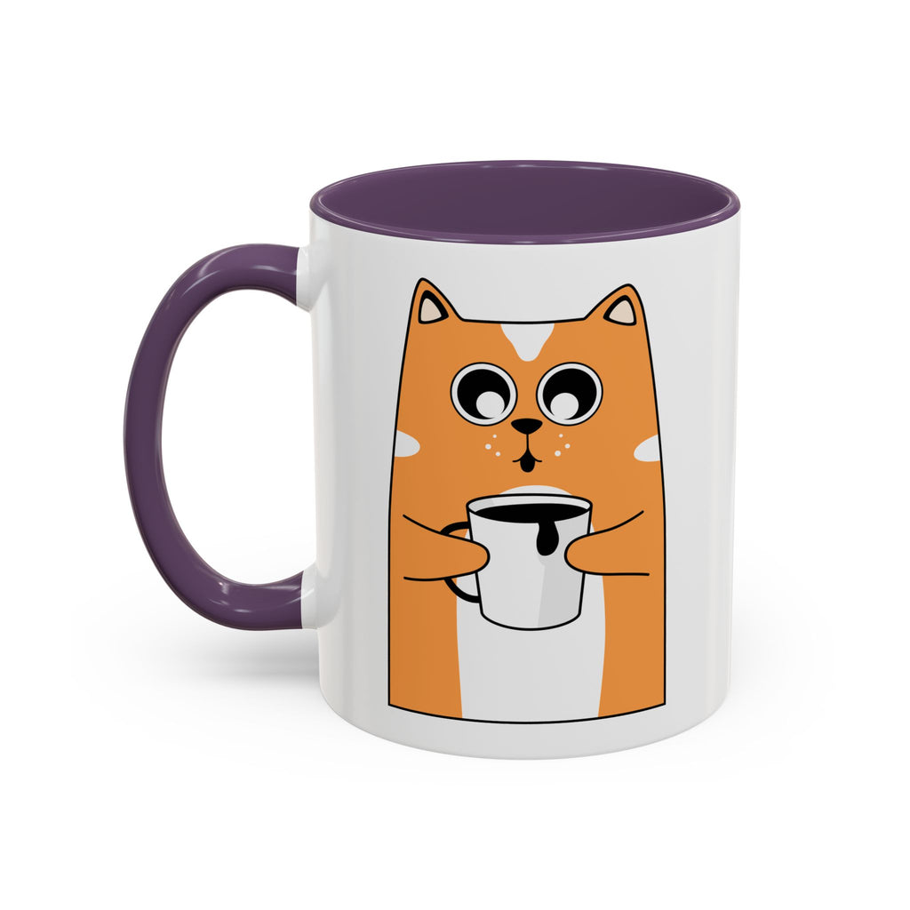 Sleepy Cat Accent Mug — 11/15oz Coffee Cup with Cat Design