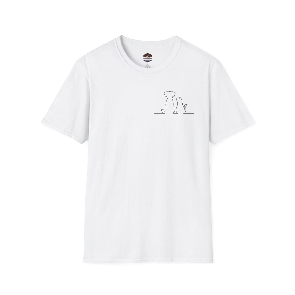 Dog and Cat Outline Tee — Minimal Pet Silhouette T-Shirt
