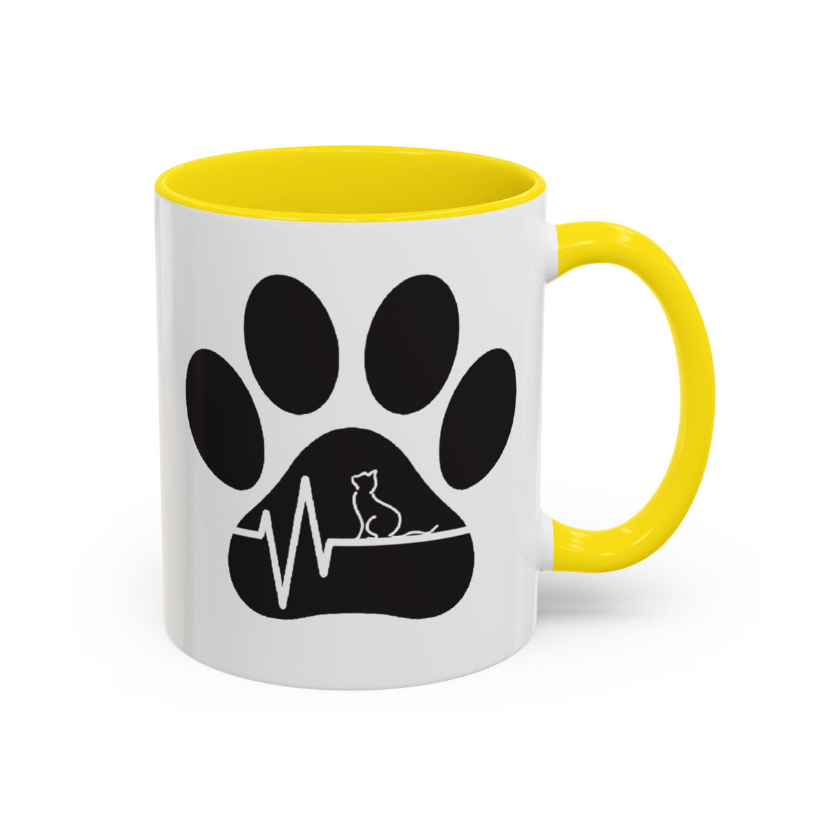 Cat Paw Heartbeat Coffee Mug — Pet Lover Accent Mug (11/15oz)