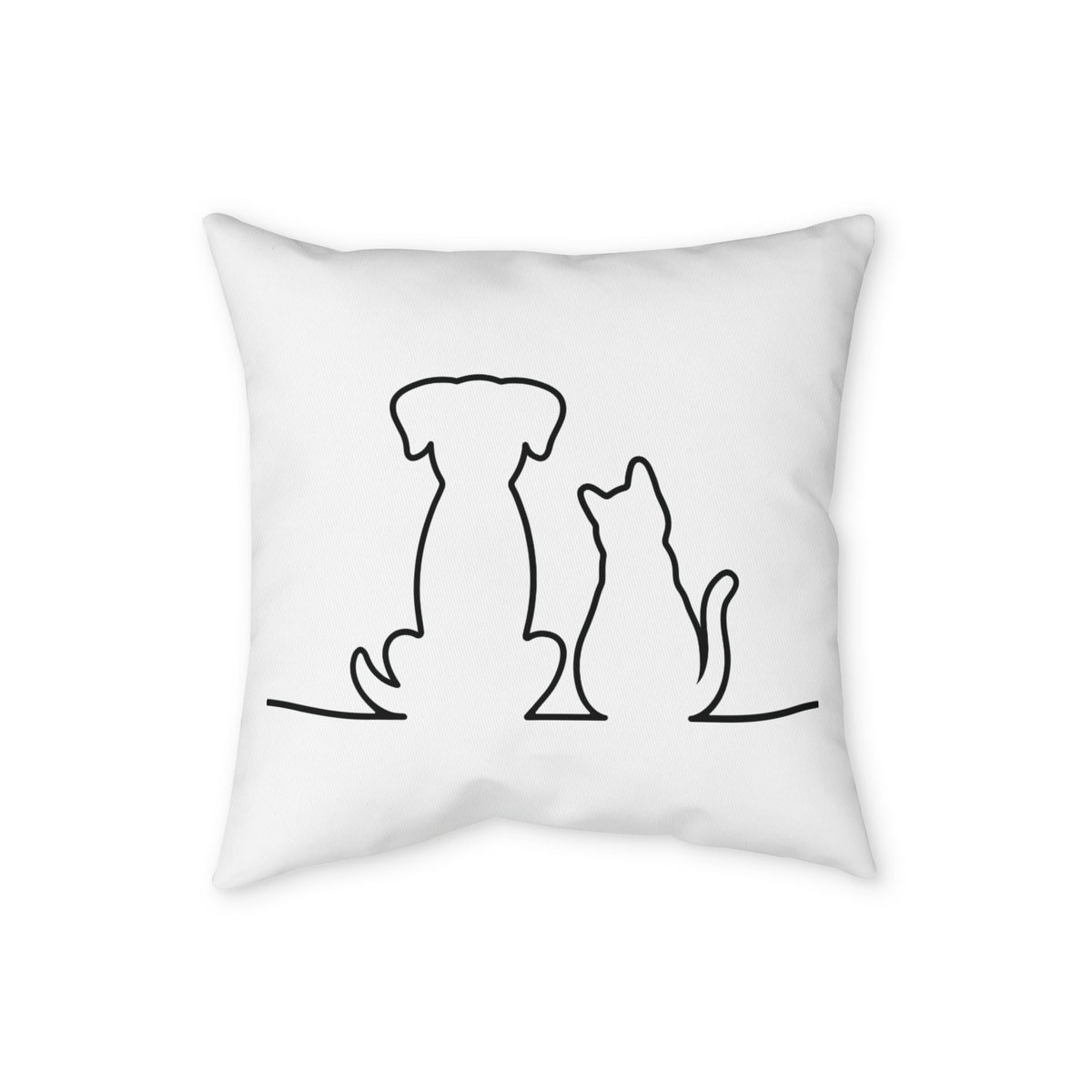 Pet Silhouette Pillowcase — Dog and Cat Line Art Decorative Throw Pillow
