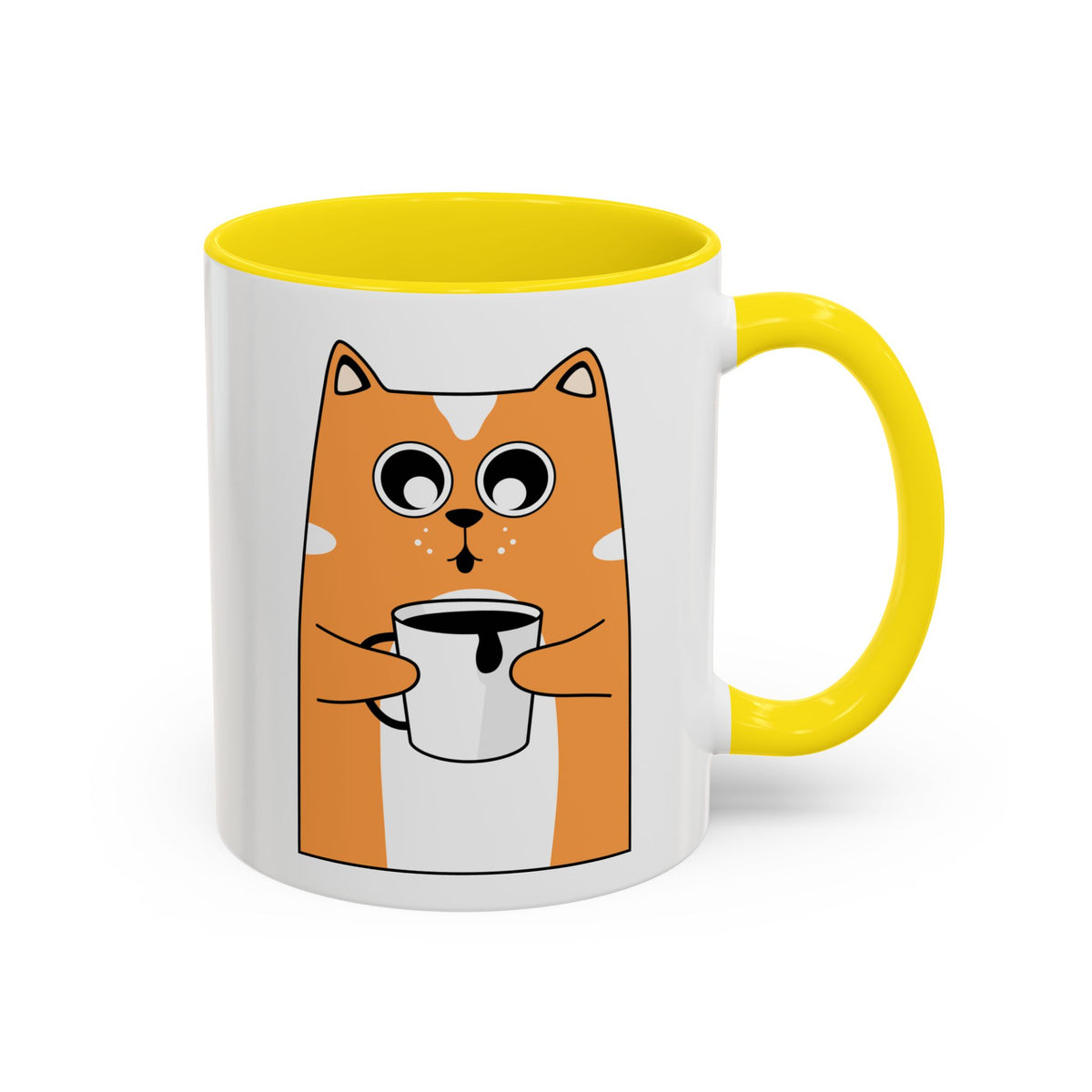 Sleepy Cat Accent Mug — 11/15oz Coffee Cup with Cat Design