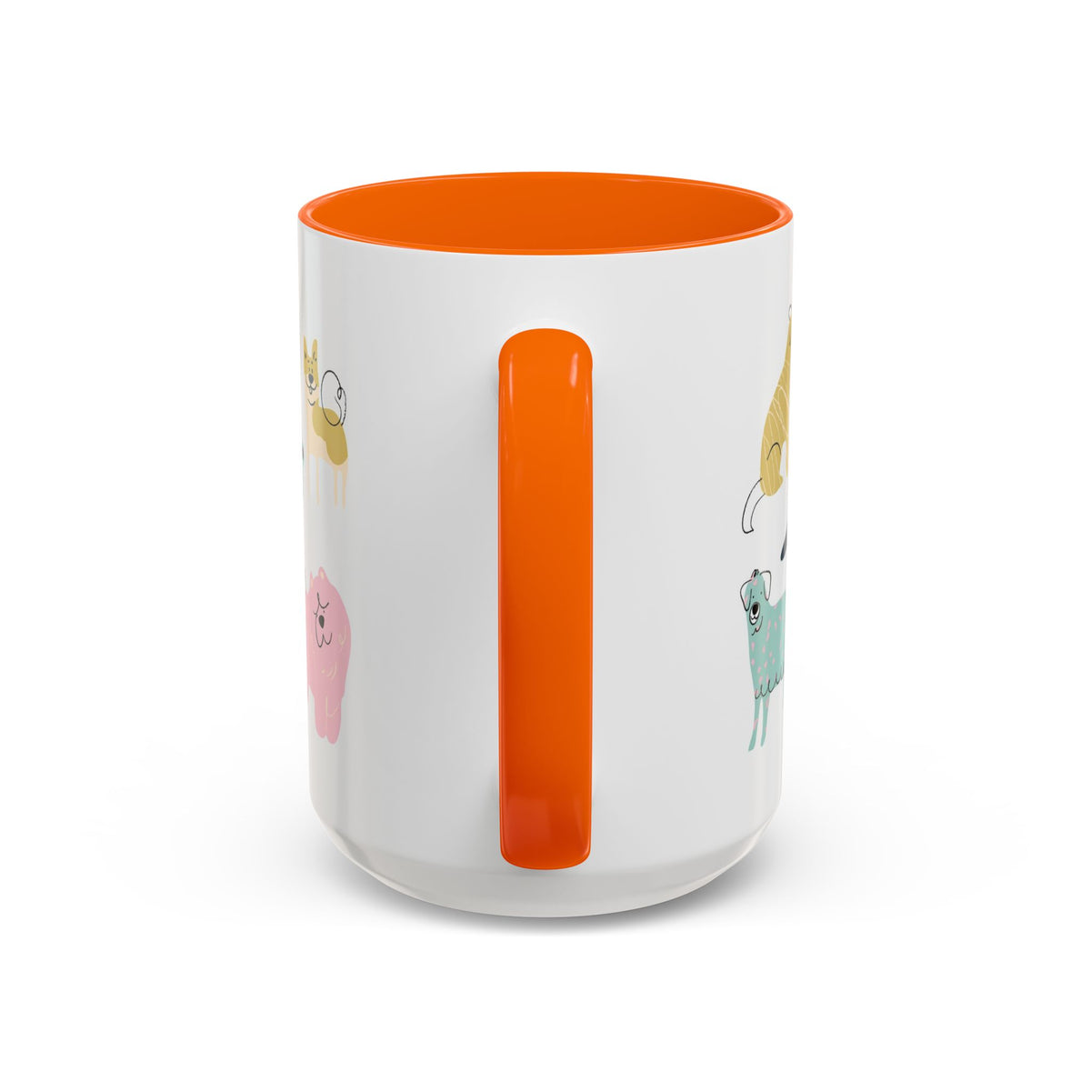 Dog Pattern Accent Coffee Mug — Cute Colorful Dog Breed Illustration (11/15 oz)