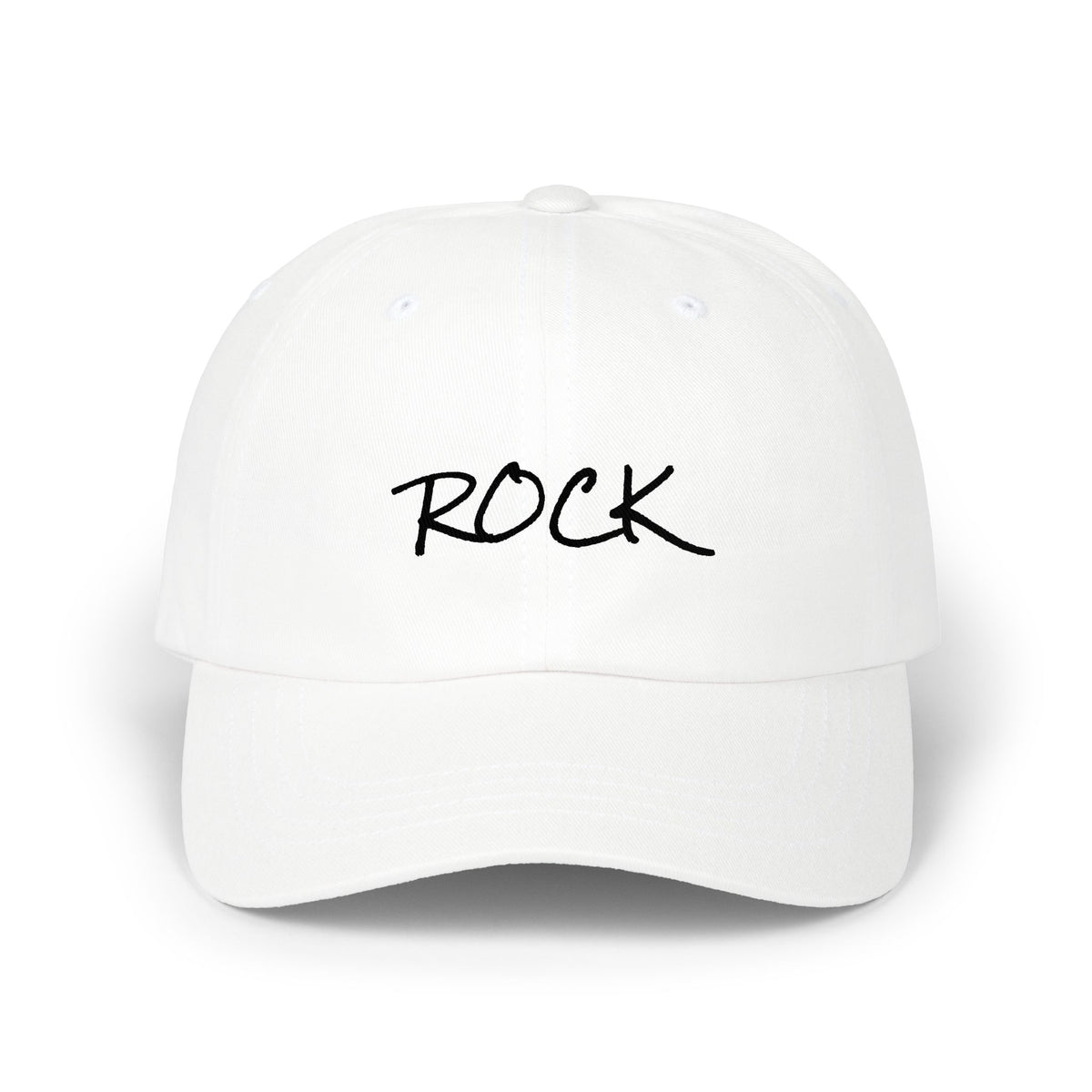 Rock Script Dad Cap — Casual Embroidered Baseball Hat