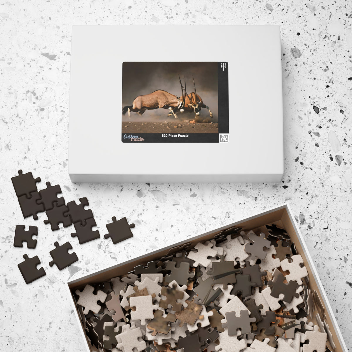 Gemsbok Antelope Jigsaw Puzzle — Wildlife Action Photography Puzzle (110–1014 pcs)