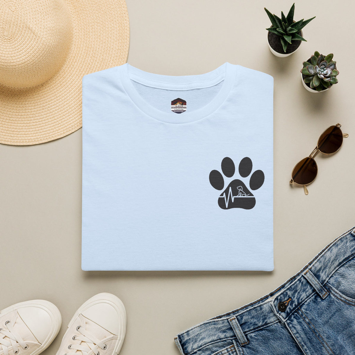 T-Shirt — Paw & Heartbeat EKG Design (Pet Lover Tee)