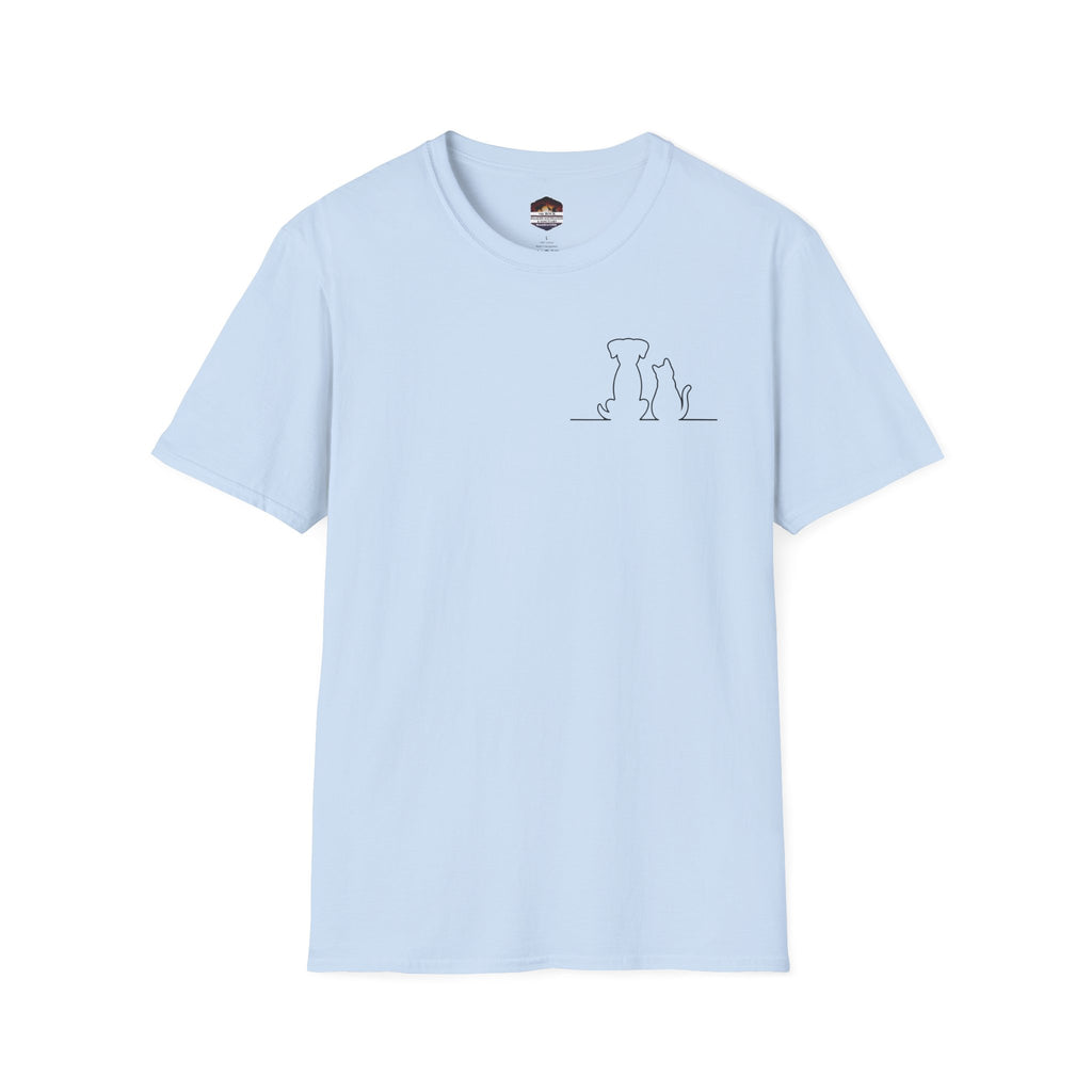 Dog and Cat Outline Tee — Minimal Pet Silhouette T-Shirt
