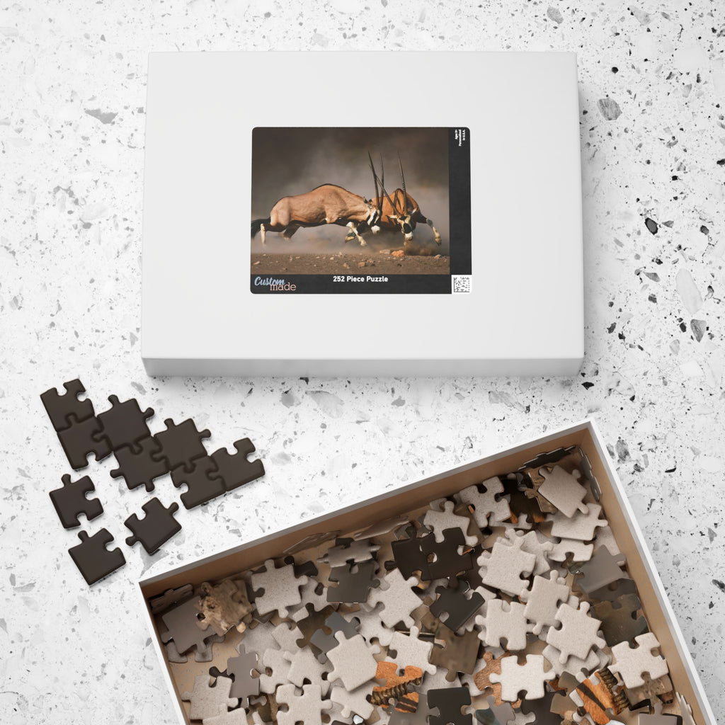 Gemsbok Antelope Jigsaw Puzzle — Wildlife Action Photography Puzzle (110–1014 pcs)