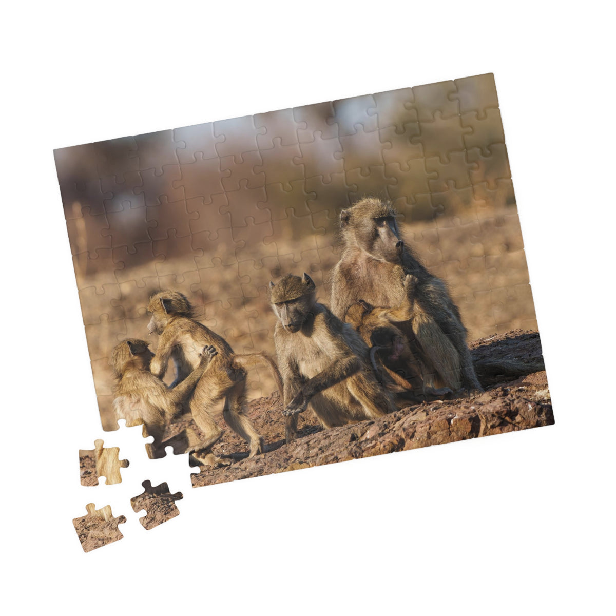 Baboon Family Wildlife Puzzle — Scenic African Safari Jigsaw (110–1014 pcs)