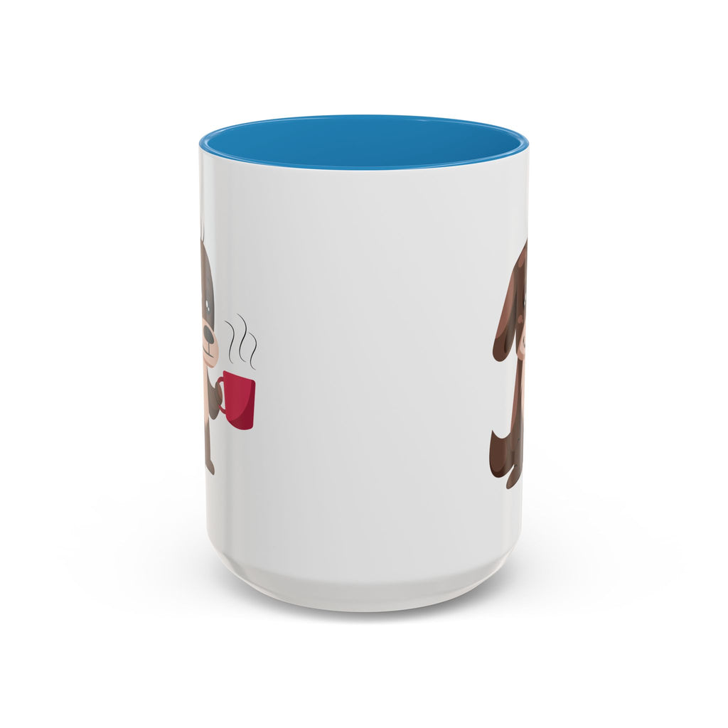 Cute Coffee Dog Mug — Adorable Puppy Holding Coffee Accent Mug (11/15 oz)