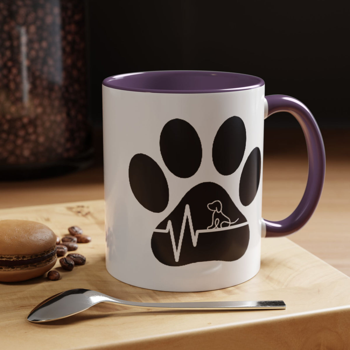 Dog Paw Heartbeat Coffee Mug — Pet Lover Accent Mug (11/15oz)