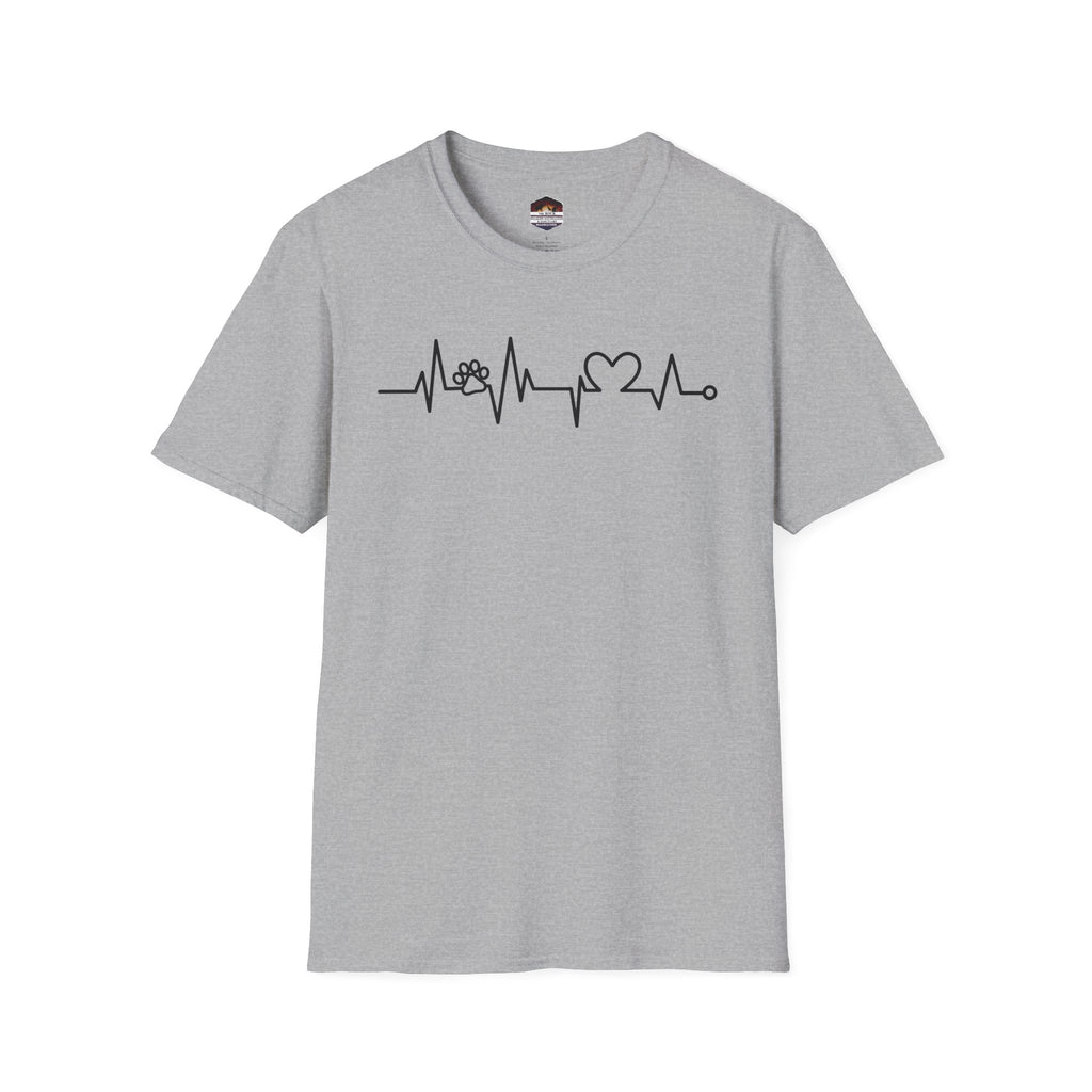 Heartbeat Paw & Heart T-Shirt — Pet Lover EKG Tee