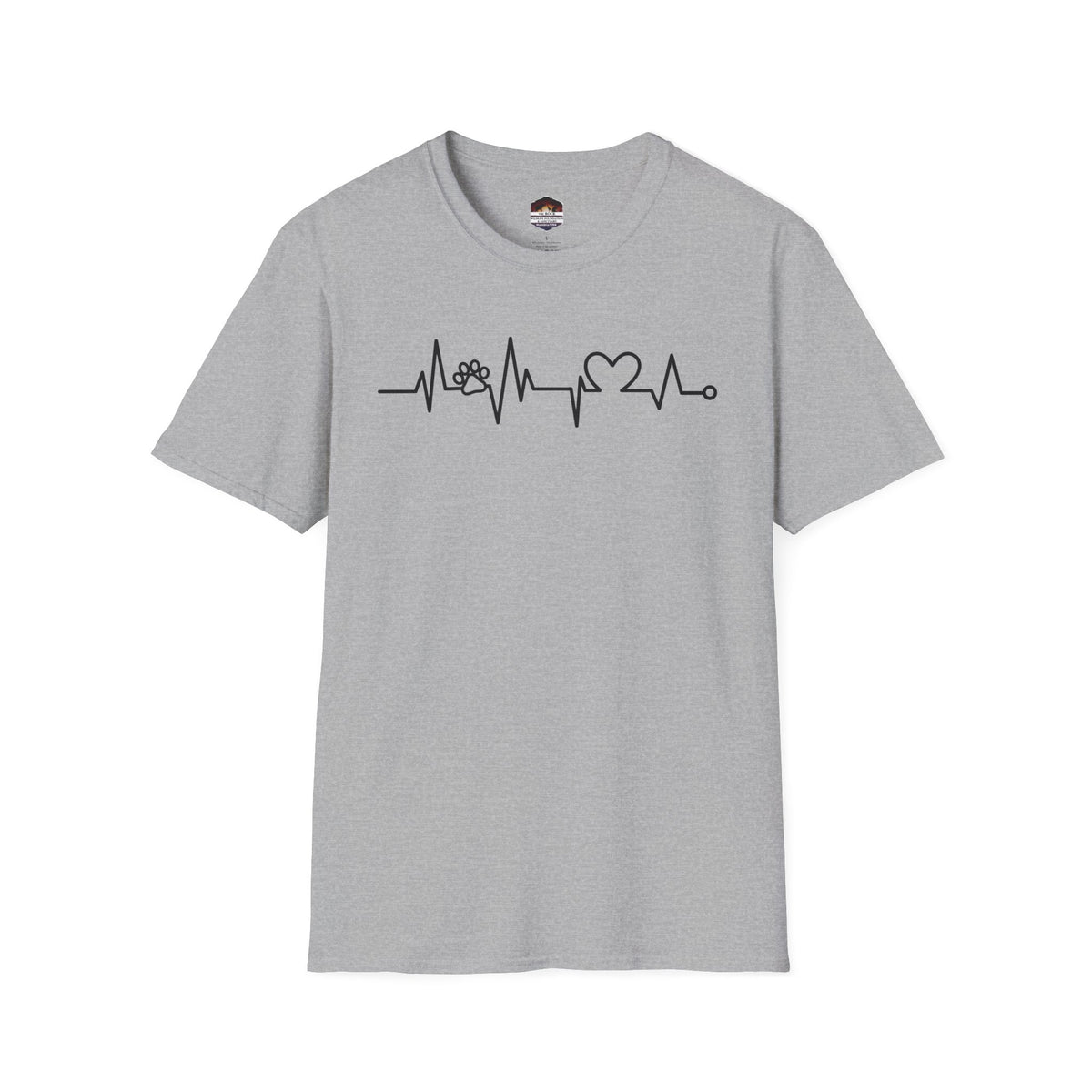 Heartbeat Paw & Heart T-Shirt — Pet Lover EKG Tee