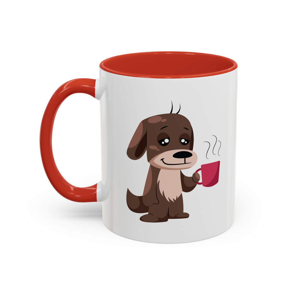Cute Coffee Dog Mug — Adorable Puppy Holding Coffee Accent Mug (11/15 oz)