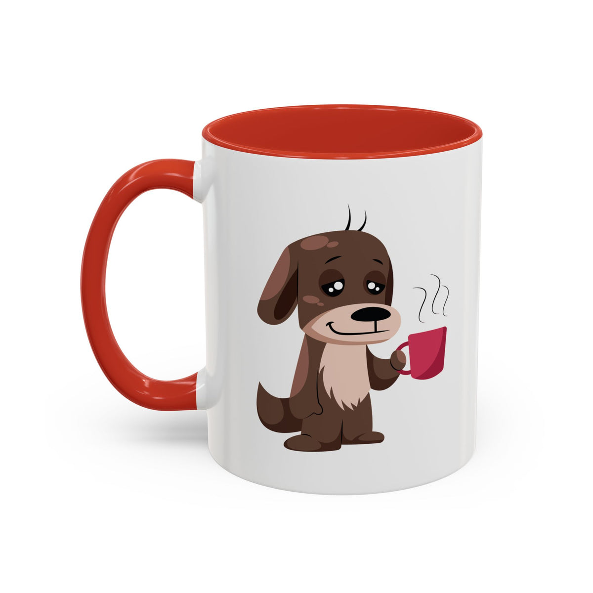Cute Coffee Dog Mug — Adorable Puppy Holding Coffee Accent Mug (11/15 oz)
