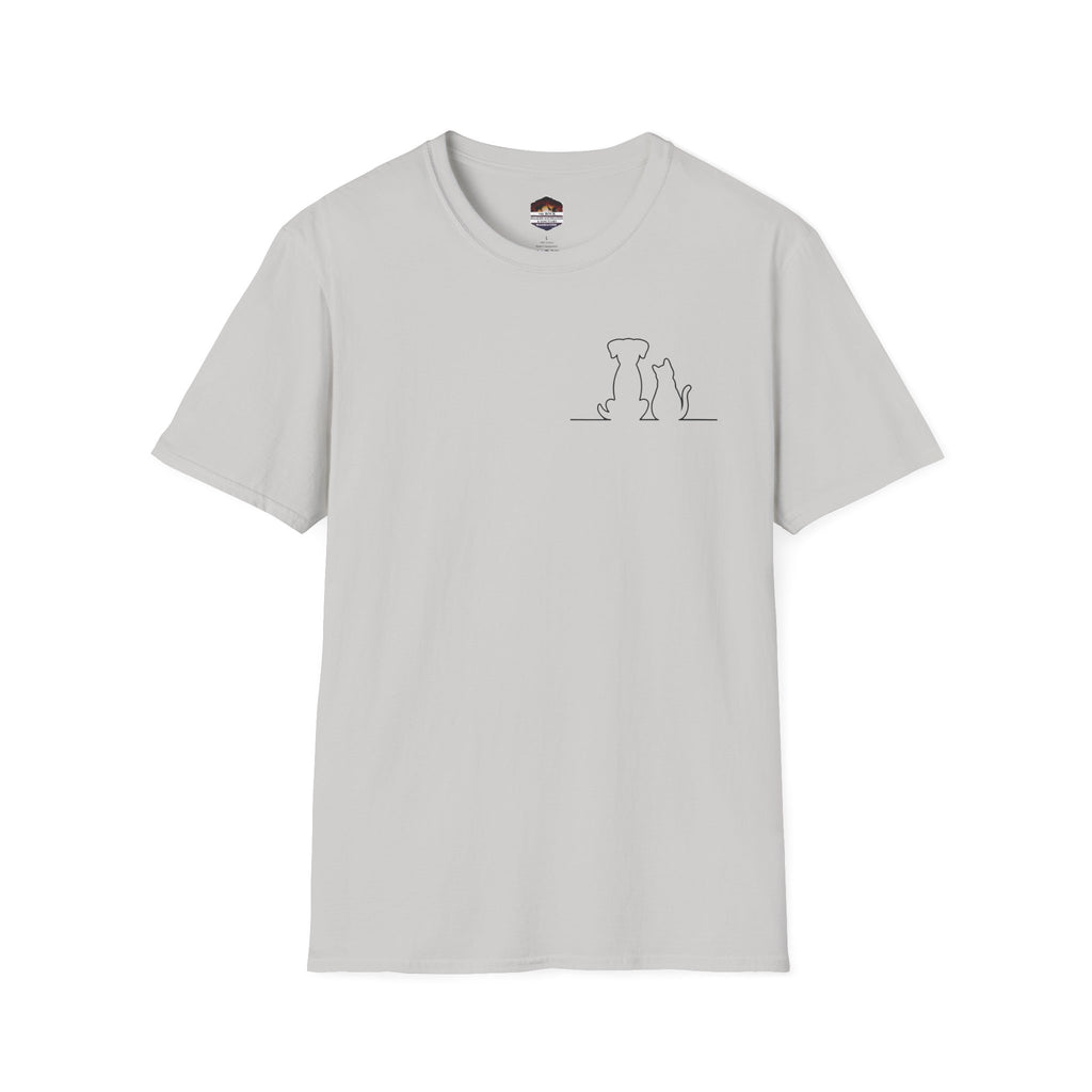 Dog and Cat Outline Tee — Minimal Pet Silhouette T-Shirt