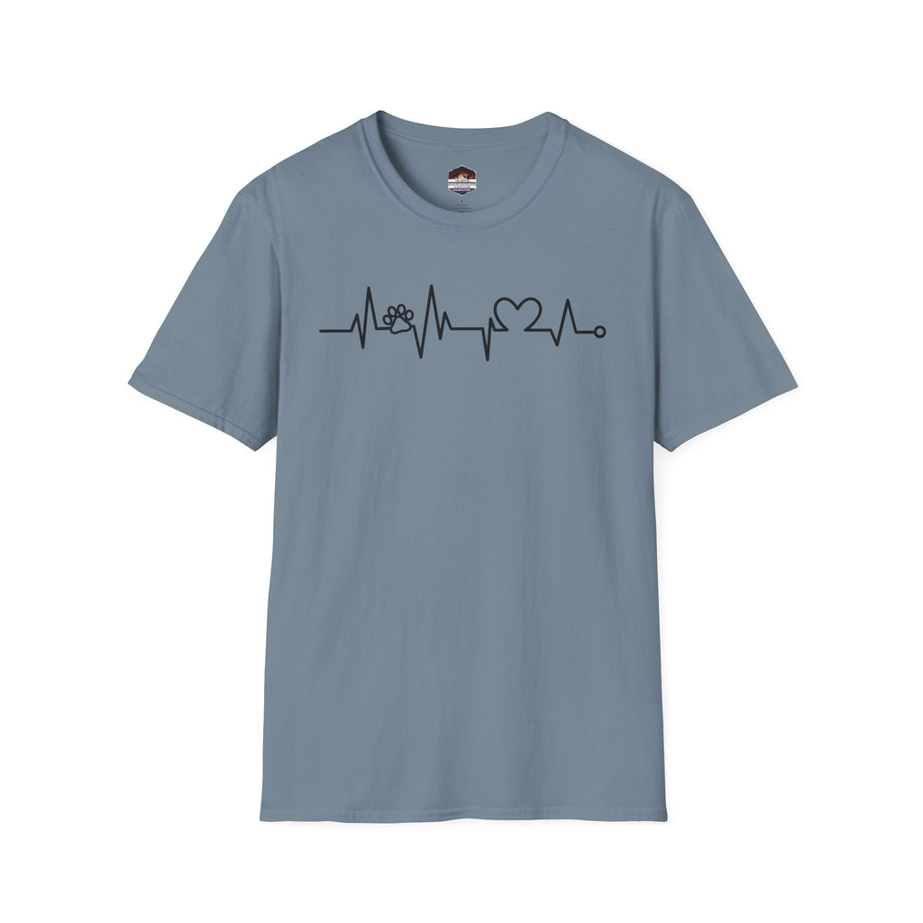 Heartbeat Paw & Heart T-Shirt — Pet Lover EKG Tee