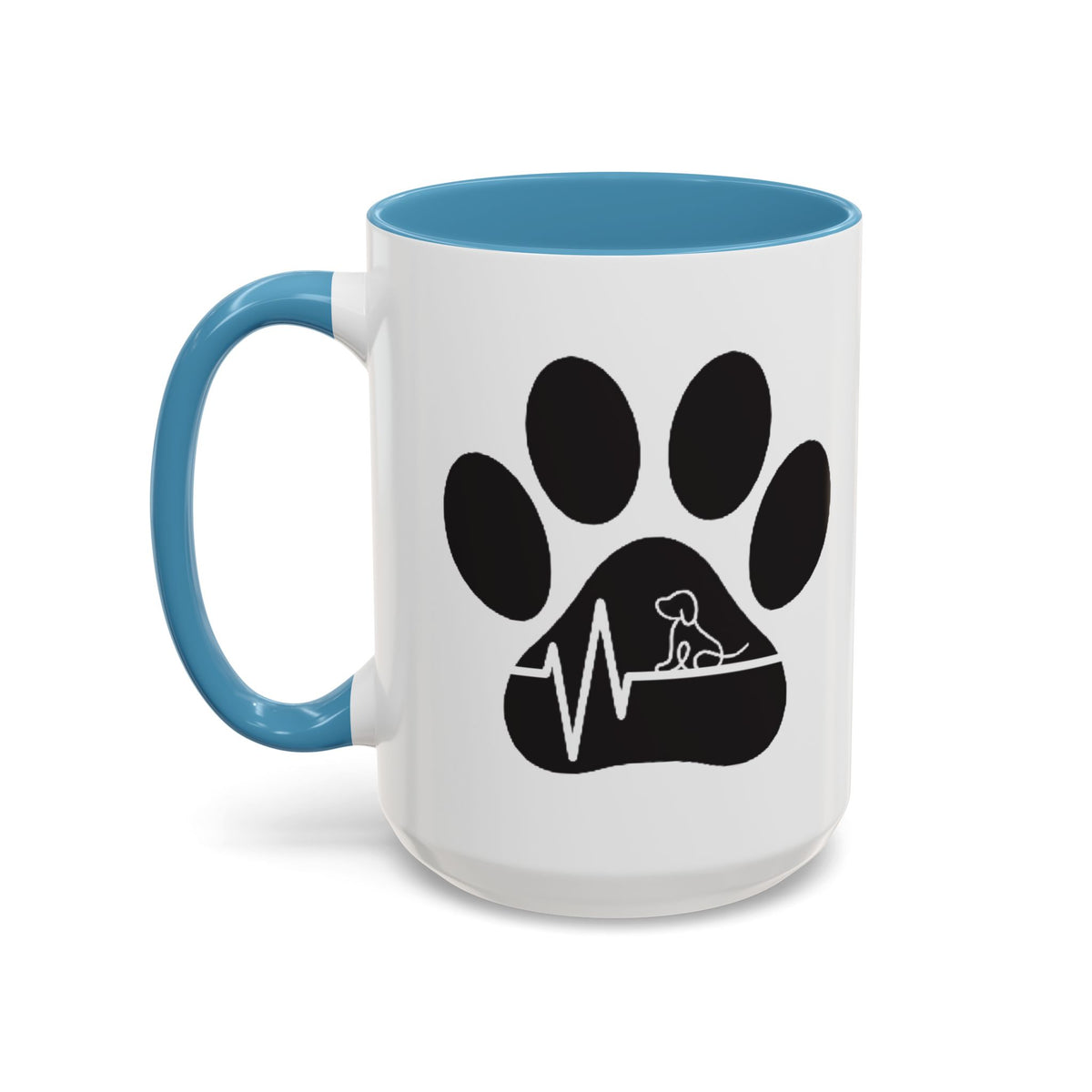Dog Paw Heartbeat Coffee Mug — Pet Lover Accent Mug (11/15oz)