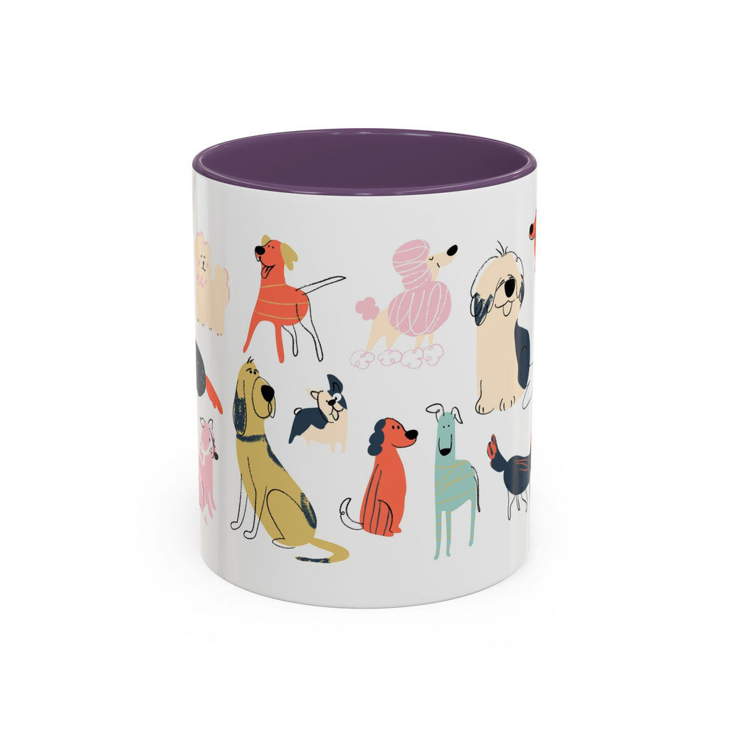 Dog Pattern Accent Coffee Mug — Cute Colorful Dog Breed Illustration (11/15 oz)