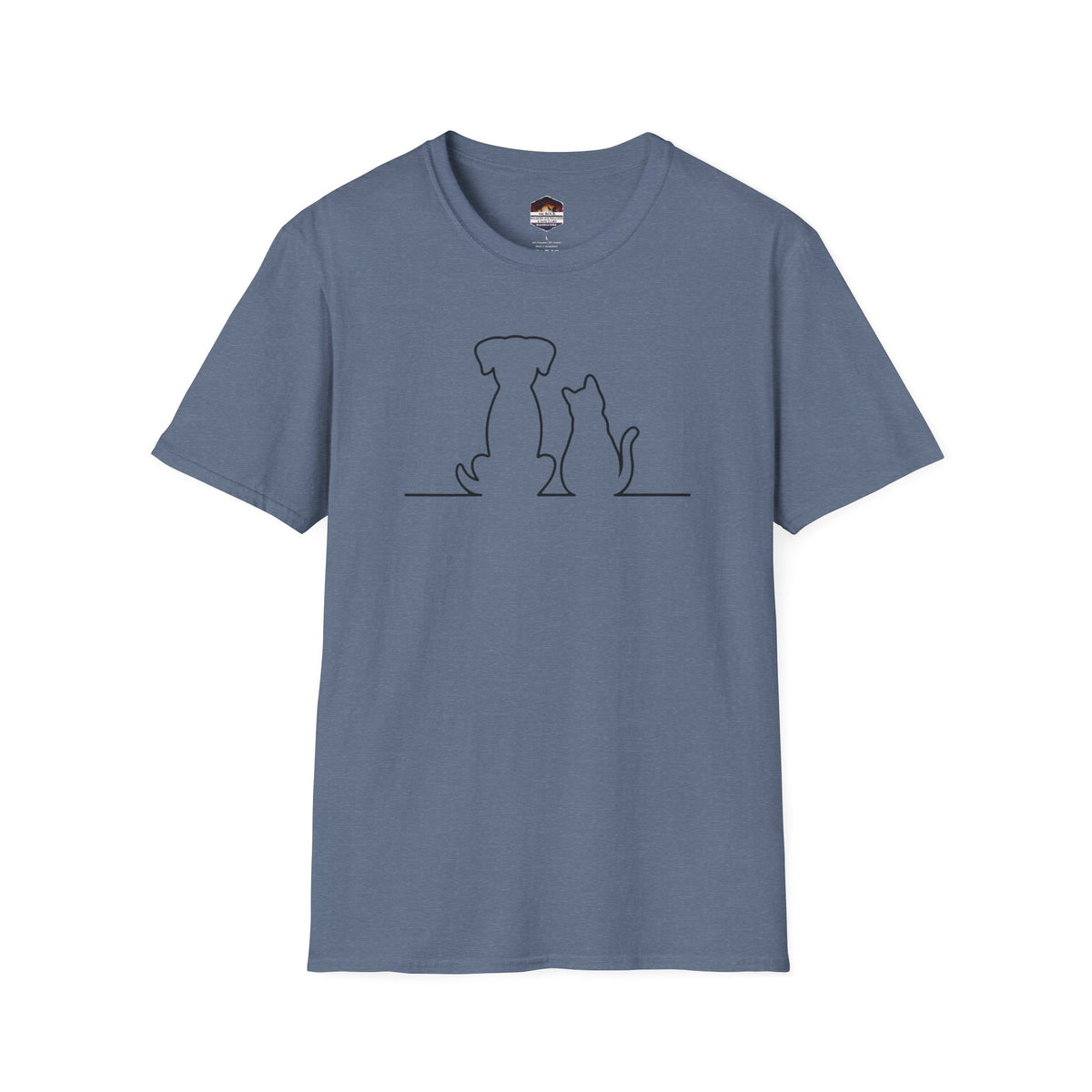 Dog and Cat Line Art T‑Shirt — Minimal Pet Silhouette Tee