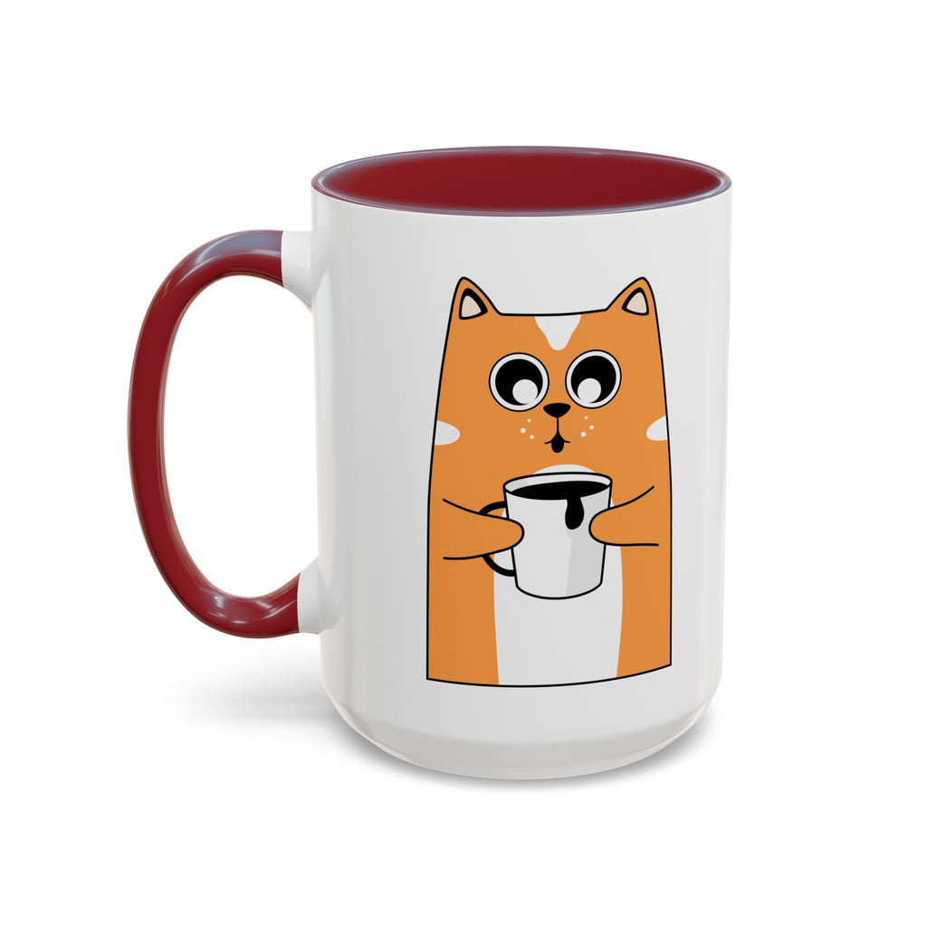 Sleepy Cat Accent Mug — 11/15oz Coffee Cup with Cat Design
